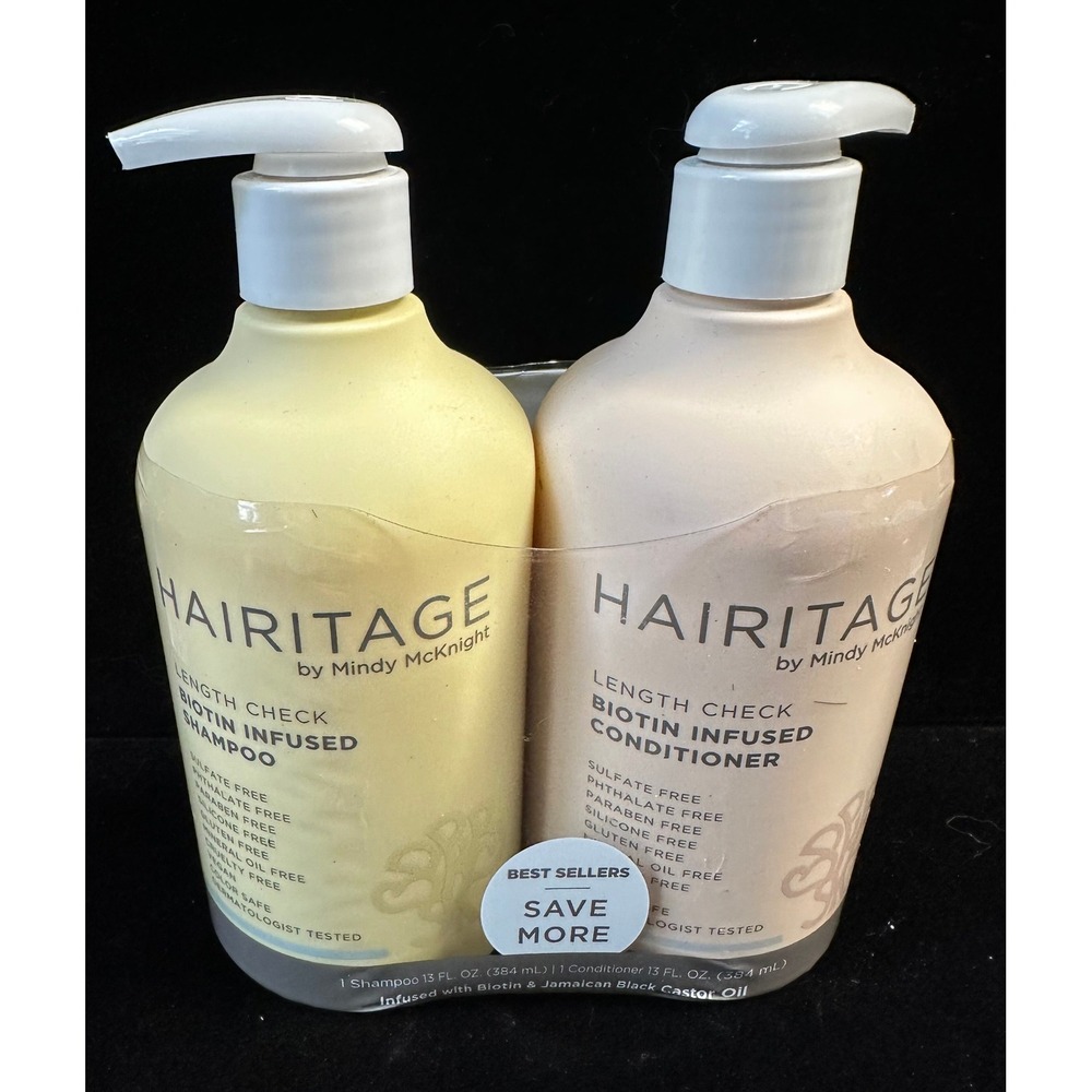 Hairitage Length Check Biotin Infused Shampoo and Conditioner Set 13oz 2pk New